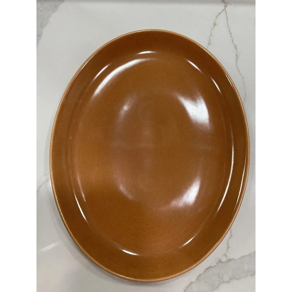 Russel Wright Casual Iroquois Platter Plate Ripe Apricot Oval 12